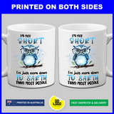 I'm Not Short Cute Owl Coffee Mug & Coaster Set Printed on Both Sides