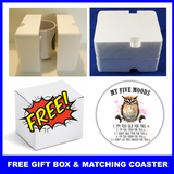Cute Owl MY FIVE MOODS Coffee Mug & Coaster Set Gift Free Gift Box