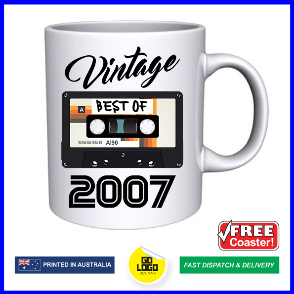 Vintage Best of 2007 Mixtape 16th Birthday Mug & Coaster Set