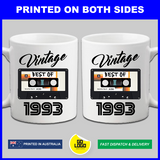Vintage Best of 1993 Mixtape 30th Birthday Mug & Coaster Set