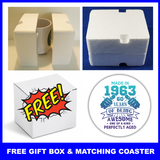 Free gift box and matching coaster