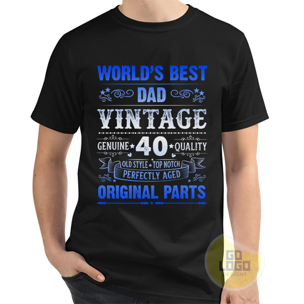 World's Best Dad Vintage 40th Birthday T-Shirt
