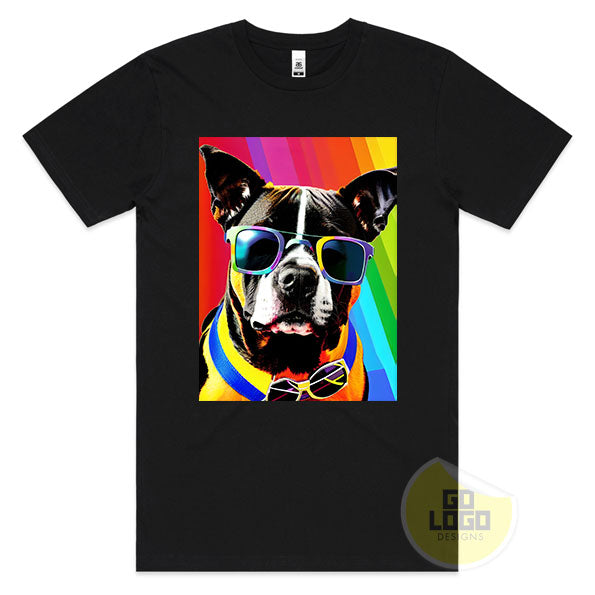 Funny STAFFY DOG Wearing Sunglasses T-Shirt Gift Idea