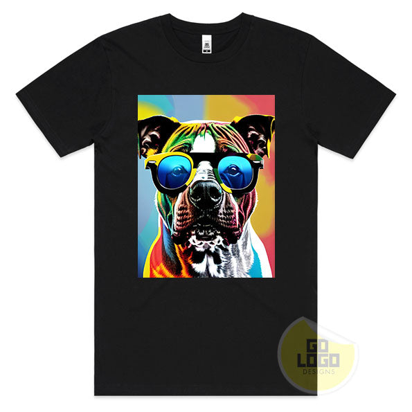 Retro STAFFY DOG Wearing Sunglasses T-Shirt Gift Idea