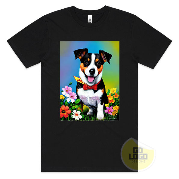 Funny JACK RUSSELL DOG With Flowers T-Shirt Gift Idea