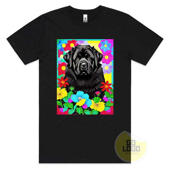 Funny NEWFOUNDLAND DOG Cute Floral Puppy T-Shirt Gift Idea