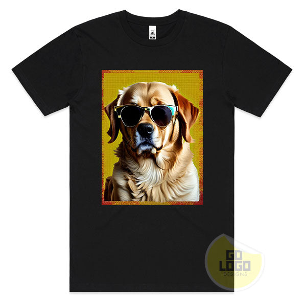 Funny GOLDEN RETRIEVER DOG Wearing Sunglasses T-Shirt Gift Idea