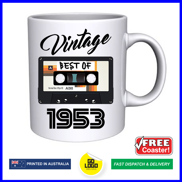 Vintage Best of 1953 Mixtape 70th Birthday Mug & Coaster Set