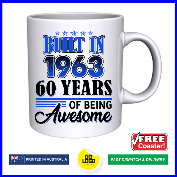 Built in 1963 Vintage 60th Birthday Mug & Coaster Set
