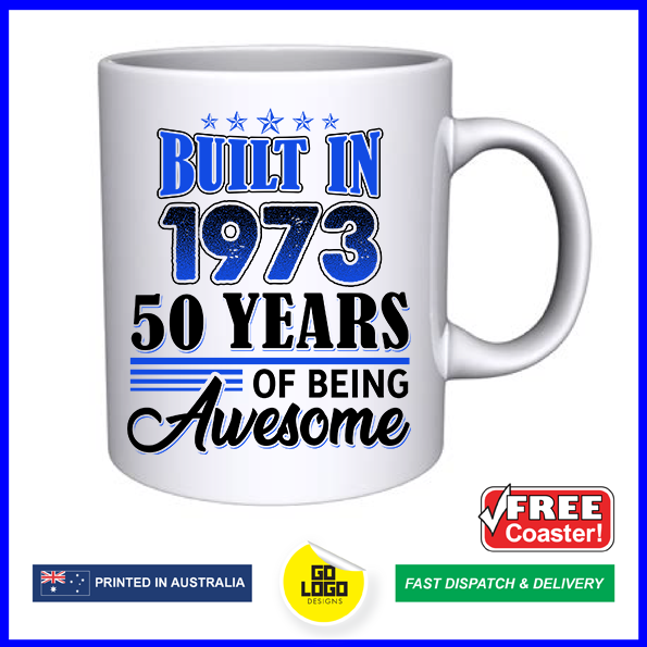 Built in 1973 Vintage 50th Birthday Mug & Coaster Set