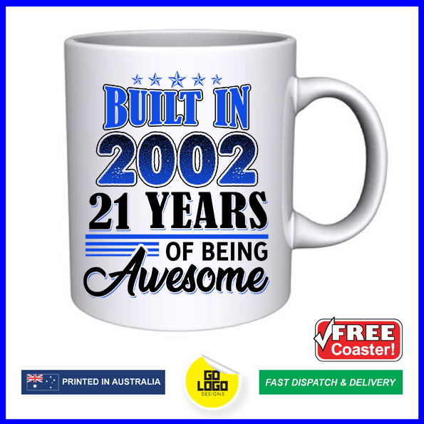 Built in 2002 Vintage 21st Birthday Mug & Coaster Set