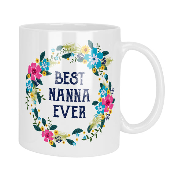 Best Nanna Ever Floral Wreath Mug & Coaster Set